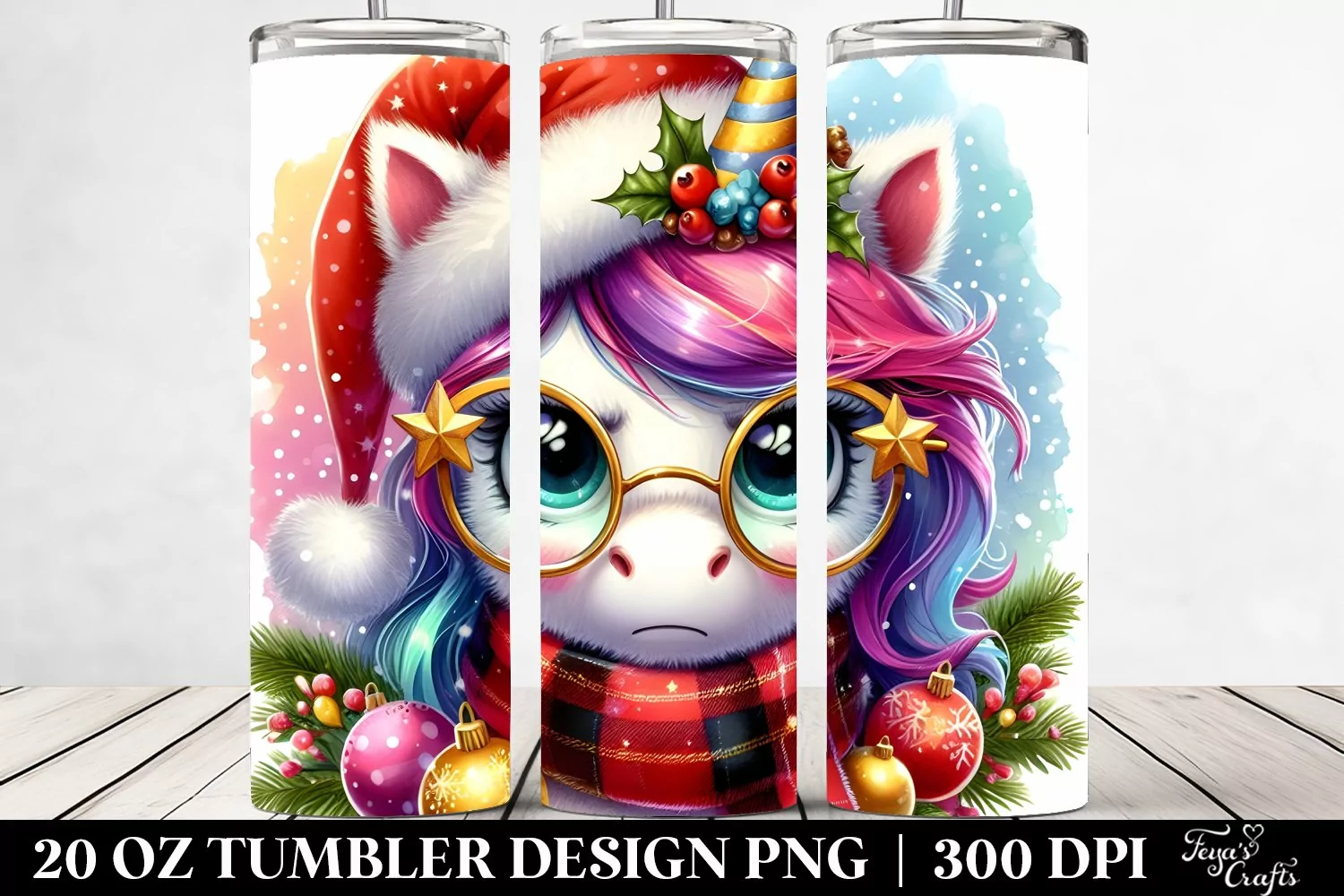Angry Unicorn with Christmas Decorations 20 Oz Tumbler product image 1
