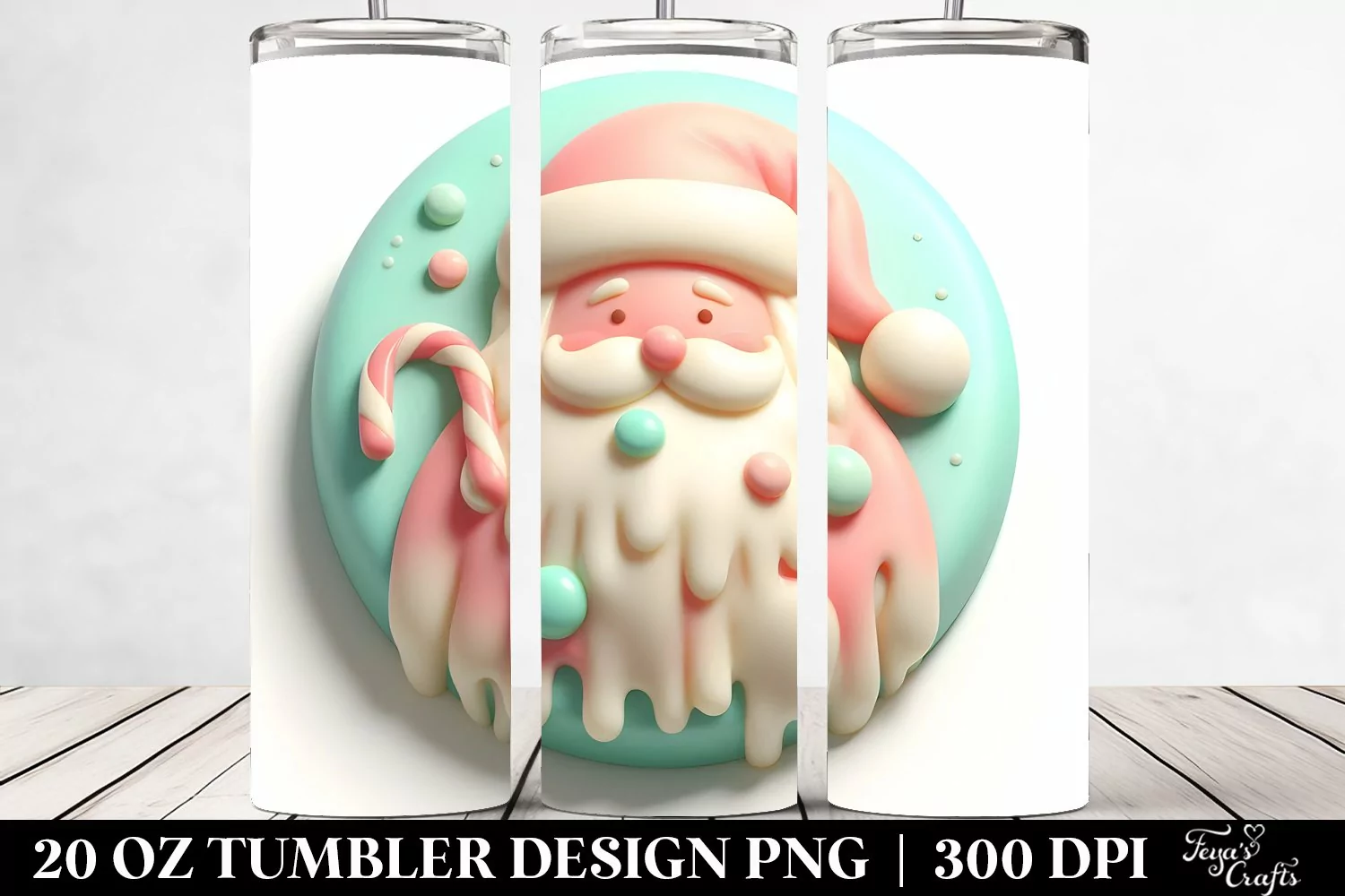 Pastel Santa with Melting Candy, Transparent 20 Oz Tumbler product image 1