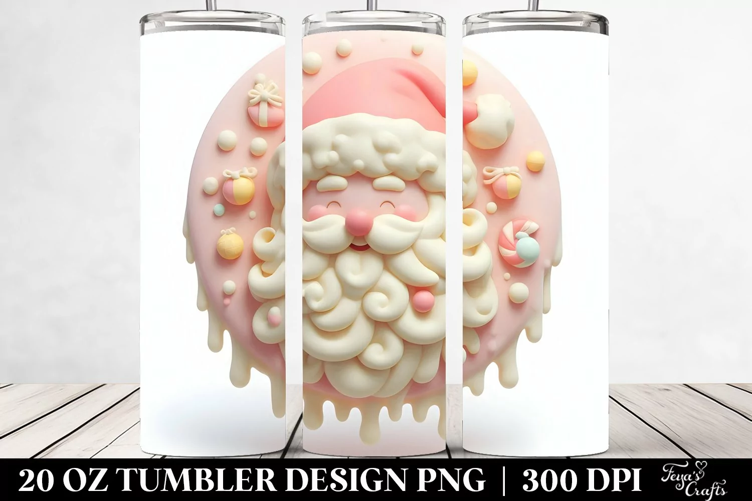 Pastel Santa with Melting Candy, Transparent 20 Oz Tumbler product image 1