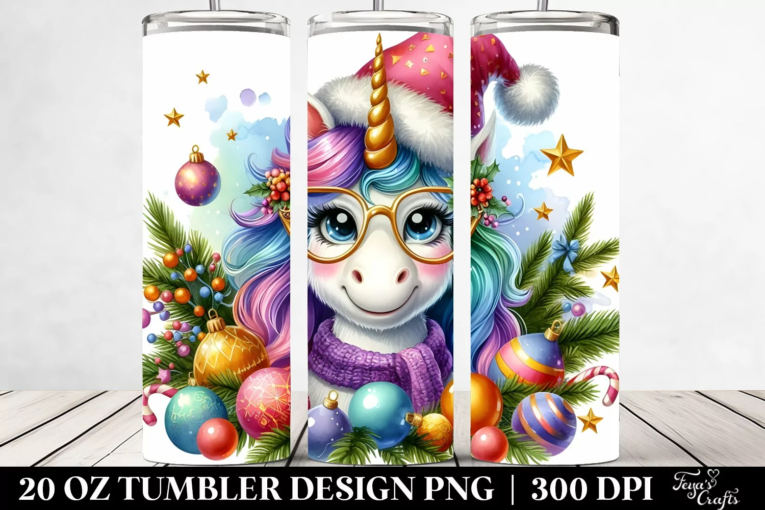 Goofy Unicorn with Christmas Decorations 20 Oz Tumbler product image 1