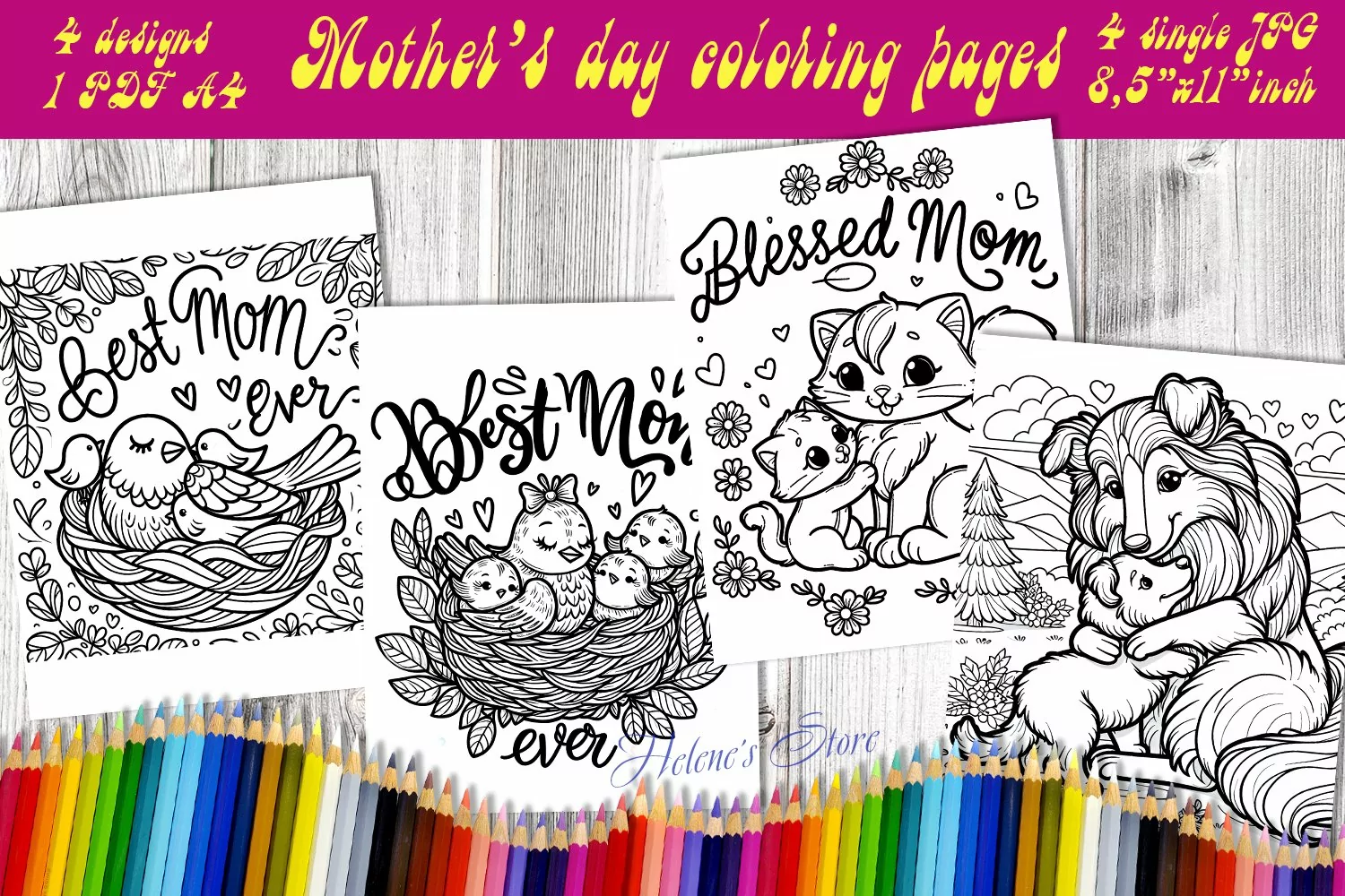 Mother's day Coloring Pages | Best mom ever |Mother day gift product image 1