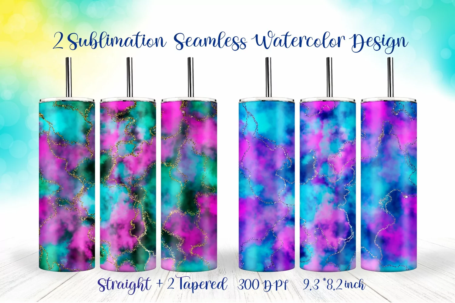 20Oz Skinny Tumbler | Sublimation Watercolor Seamless Design product image 1