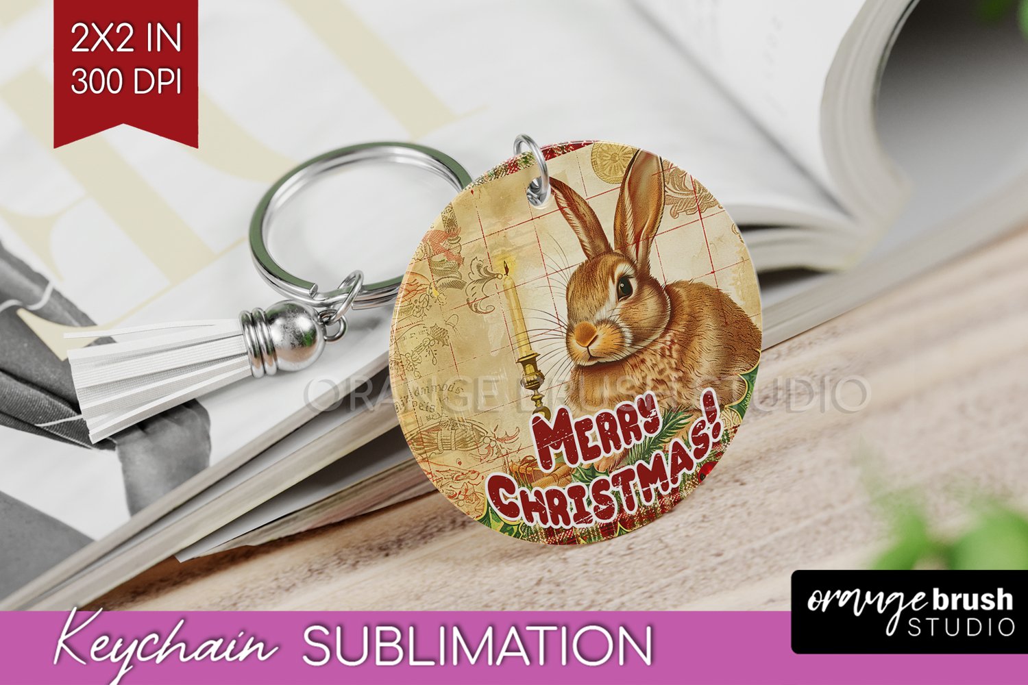 Vintage Christmas Keychain PNG - Xmas Keychain Sublimation product image 1