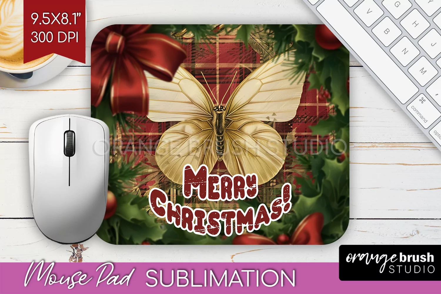 Vintage Christmas Mouse Pad Sublimation - Xmas Mousepad PNG product image 1