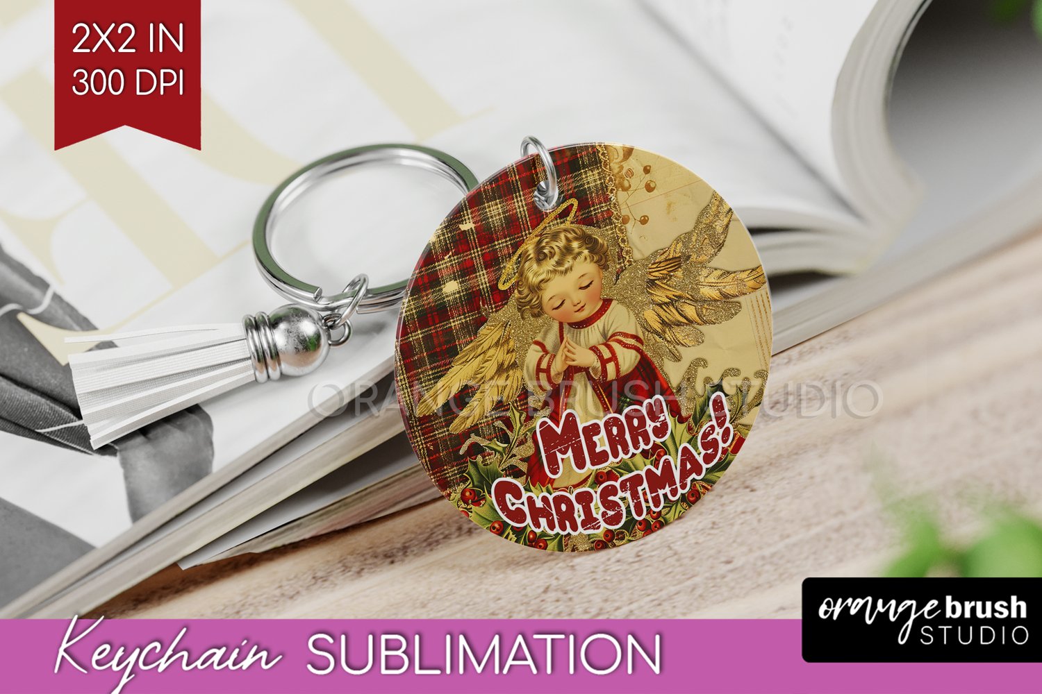 Vintage Christmas Keychain PNG - Xmas Keychain Sublimation product image 1
