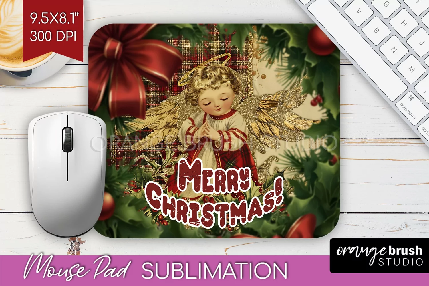 Vintage Christmas Mouse Pad Sublimation - Xmas Mousepad PNG product image 1