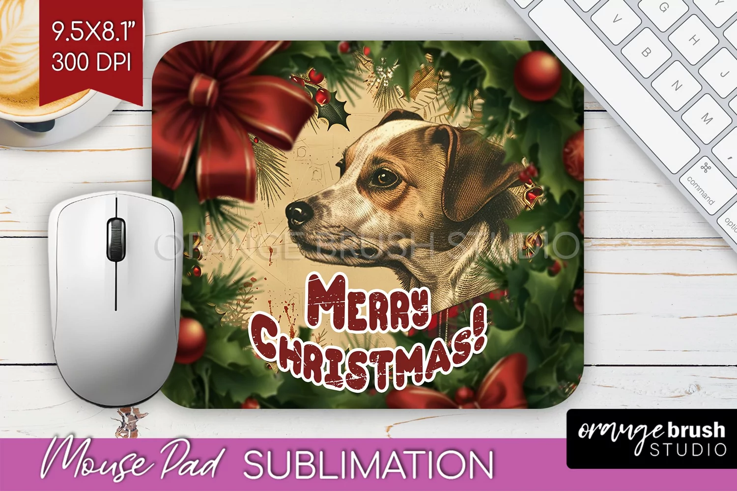 Vintage Christmas Mouse Pad Sublimation - Xmas Mousepad PNG product image 1