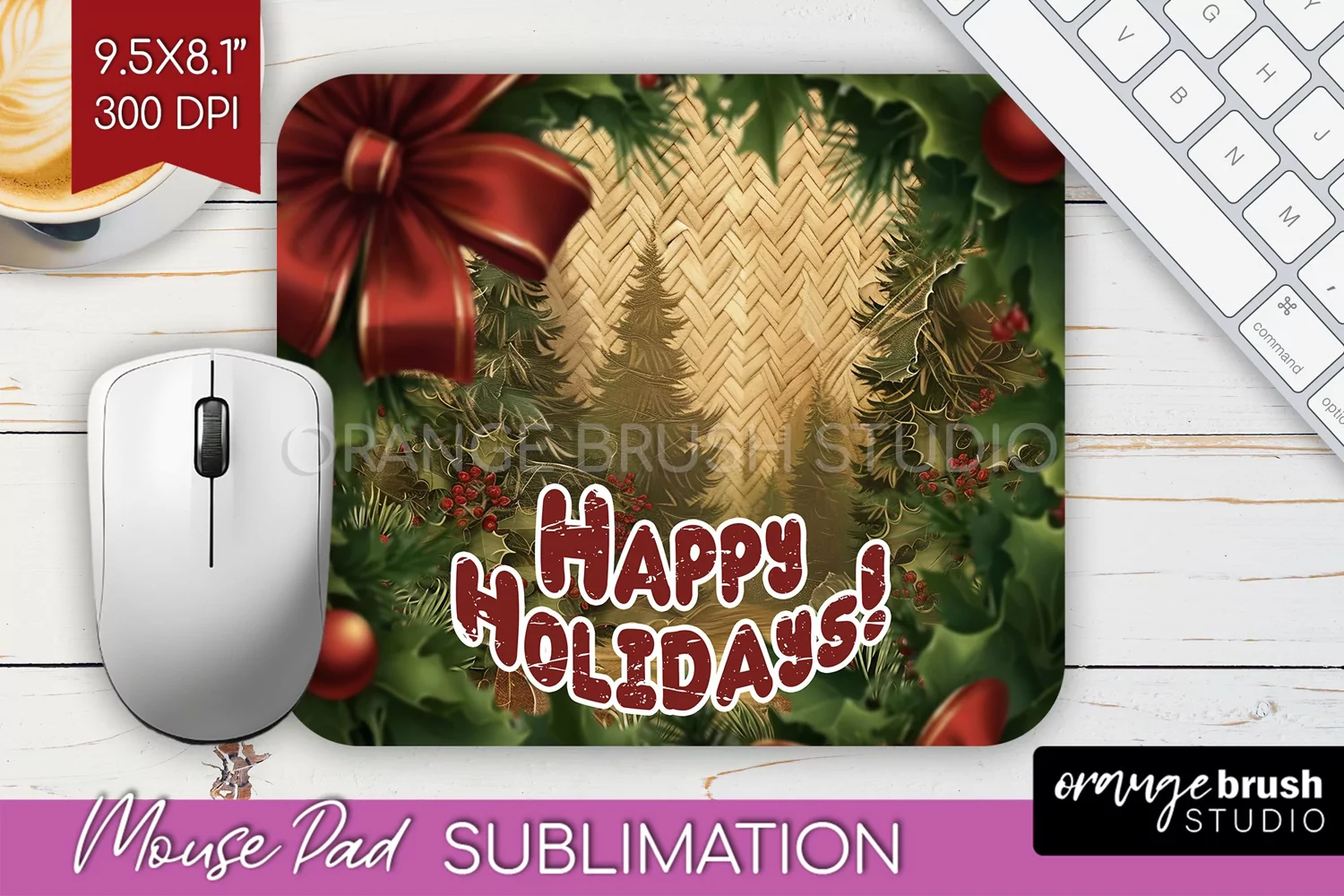 Vintage Christmas Mouse Pad Sublimation - Xmas Mousepad PNG product image 1