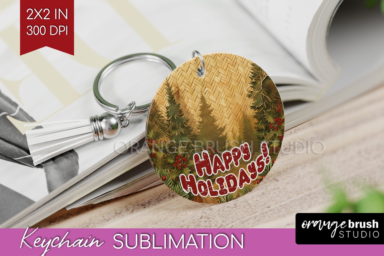 Vintage Christmas Keychain PNG - Xmas Keychain Sublimation product image 1