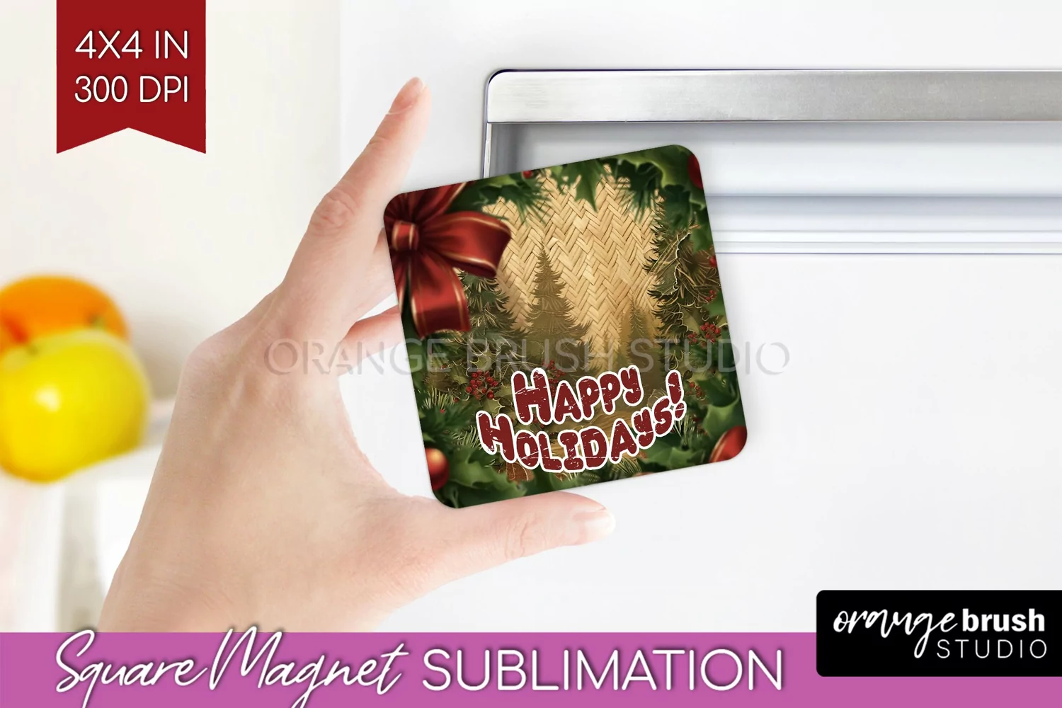 Vintage Christmas Magnet Sublimation - Retro Xmas Magnet PNG product image 1