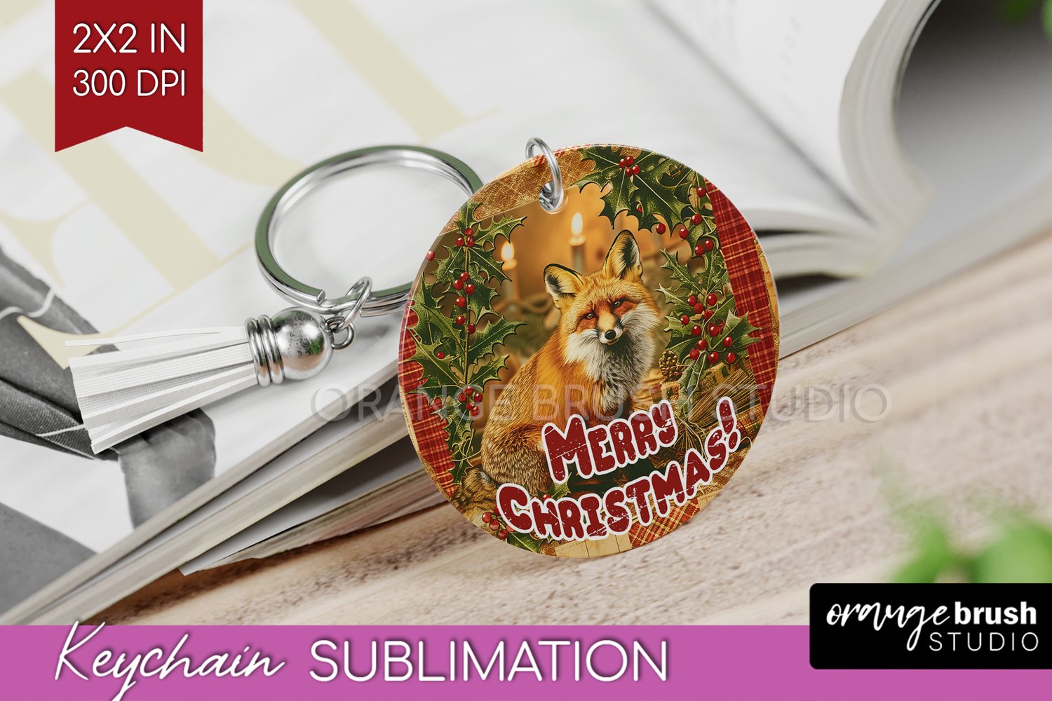 Vintage Christmas Keychain PNG - Xmas Keychain Sublimation product image 1