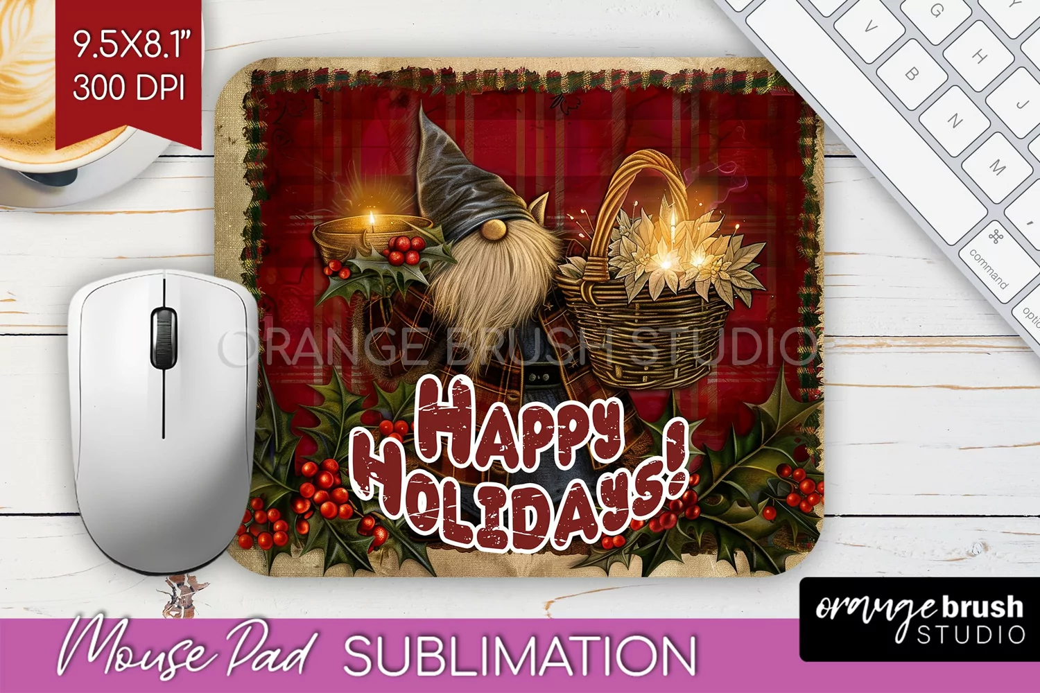 Vintage Christmas Mouse Pad Sublimation - Xmas Mousepad PNG product image 1