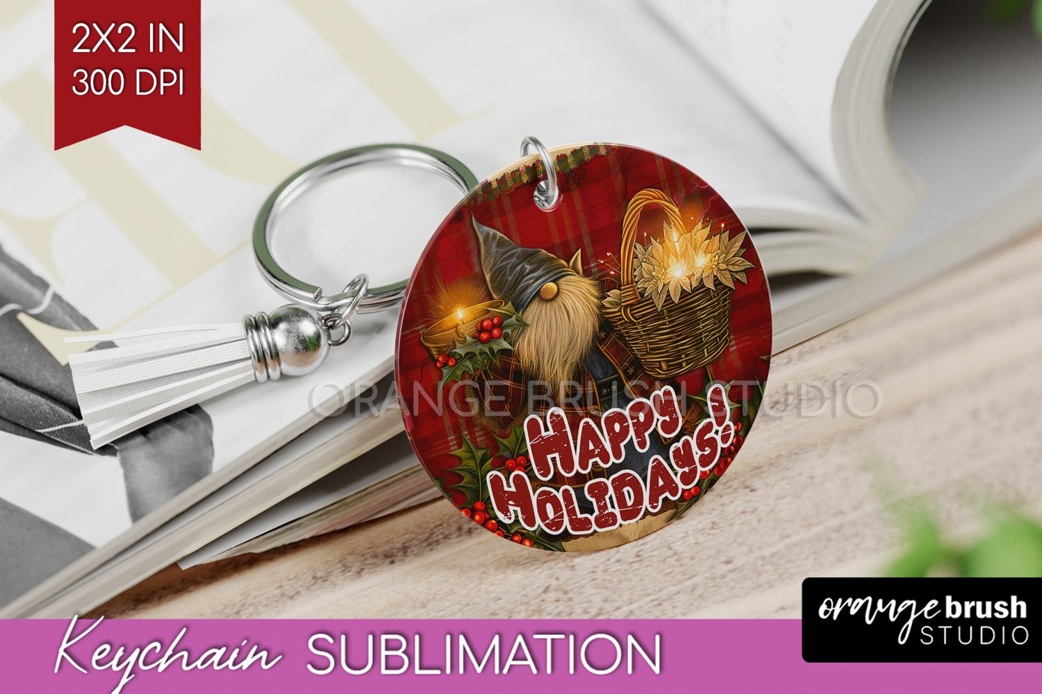 Vintage Christmas Keychain PNG - Xmas Keychain Sublimation product image 1