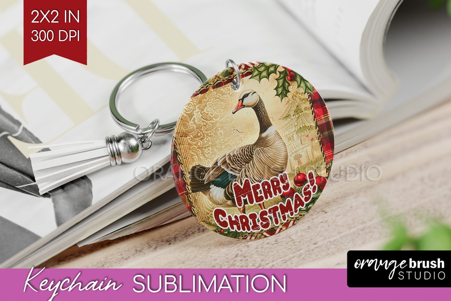 Vintage Christmas Keychain PNG - Xmas Keychain Sublimation product image 1