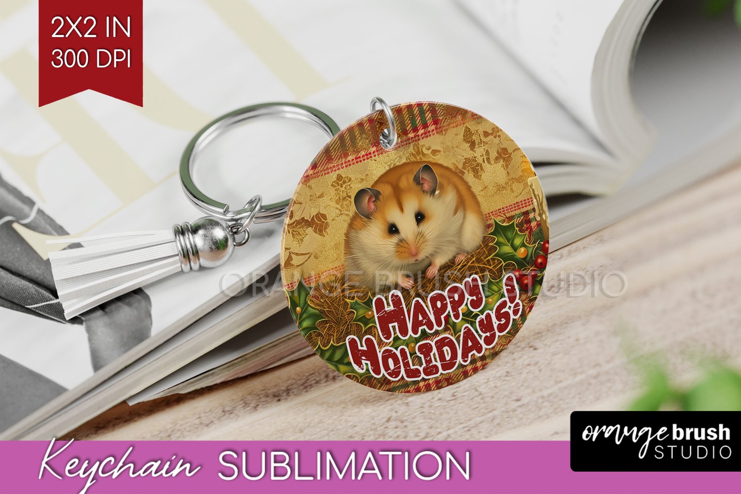 Vintage Christmas Keychain PNG - Xmas Keychain Sublimation product image 1