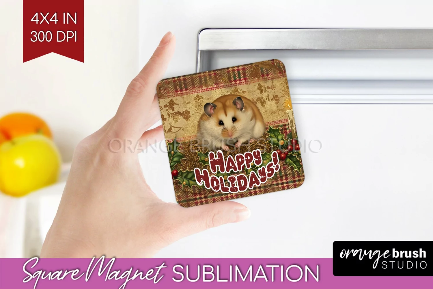 Vintage Christmas Magnet Sublimation - Retro Xmas Magnet PNG product image 1