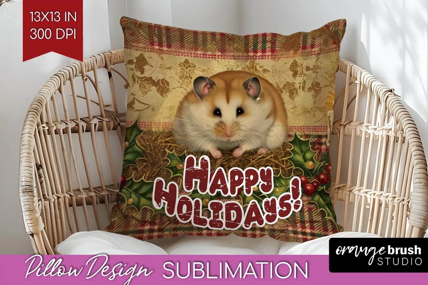 Vintage Christmas Pillow Sublimation - Xmas Pillow Cover PNG product image 1