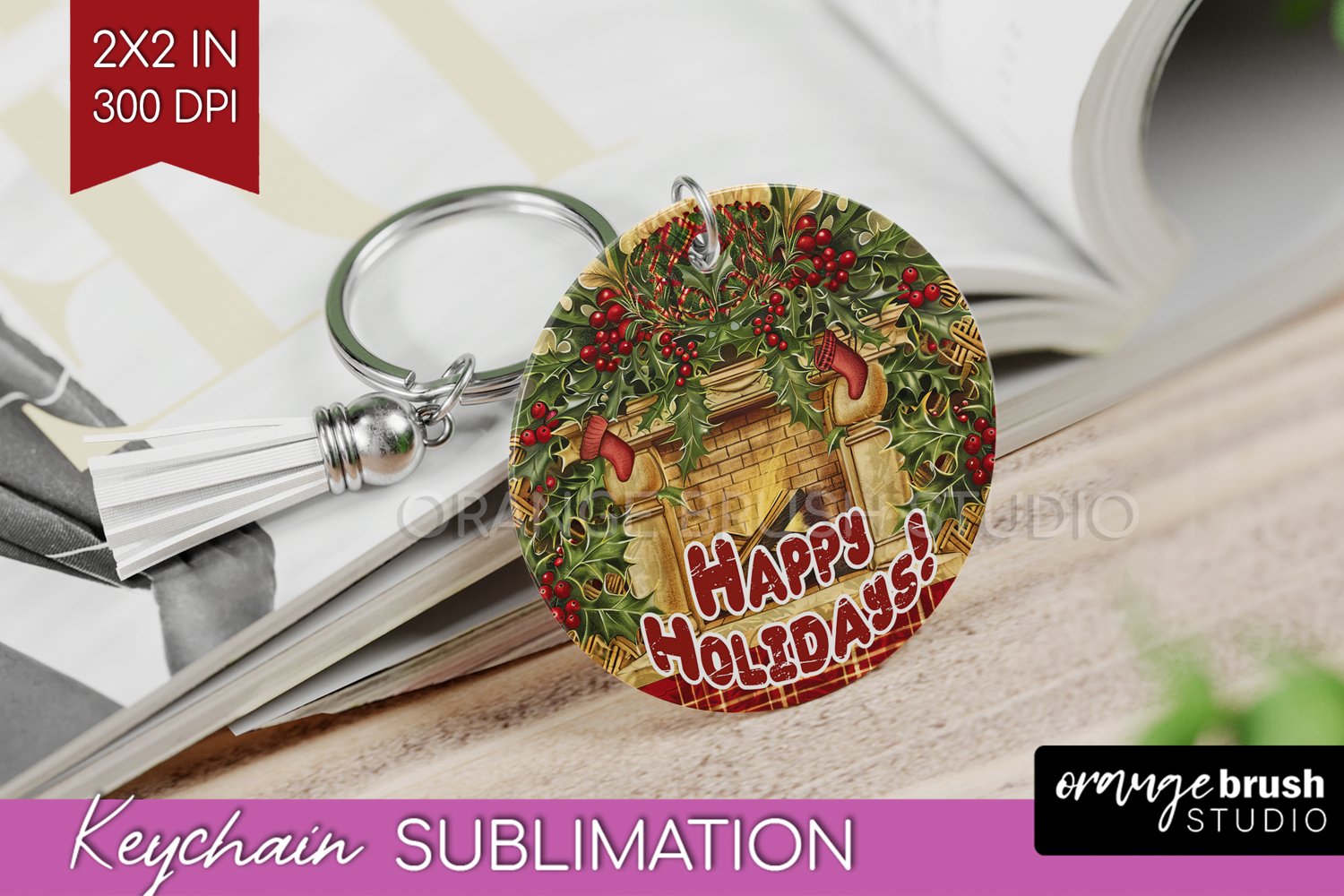 Vintage Christmas Keychain PNG - Xmas Keychain Sublimation product image 1