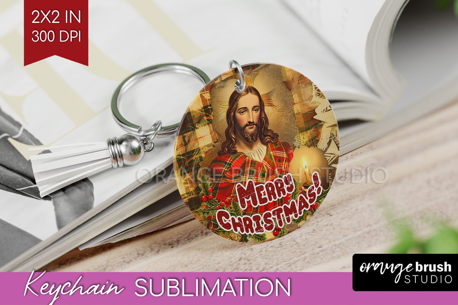 Vintage Christmas Keychain PNG - Xmas Keychain Sublimation product image 1