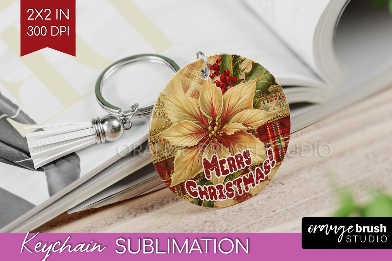 Vintage Christmas Keychain PNG - Xmas Keychain Sublimation product image 1