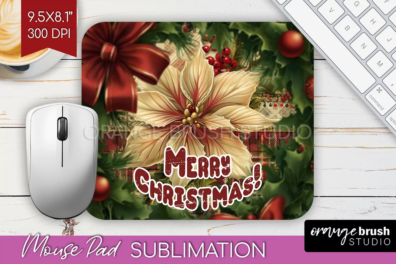 Vintage Christmas Mouse Pad Sublimation - Xmas Mousepad PNG product image 1