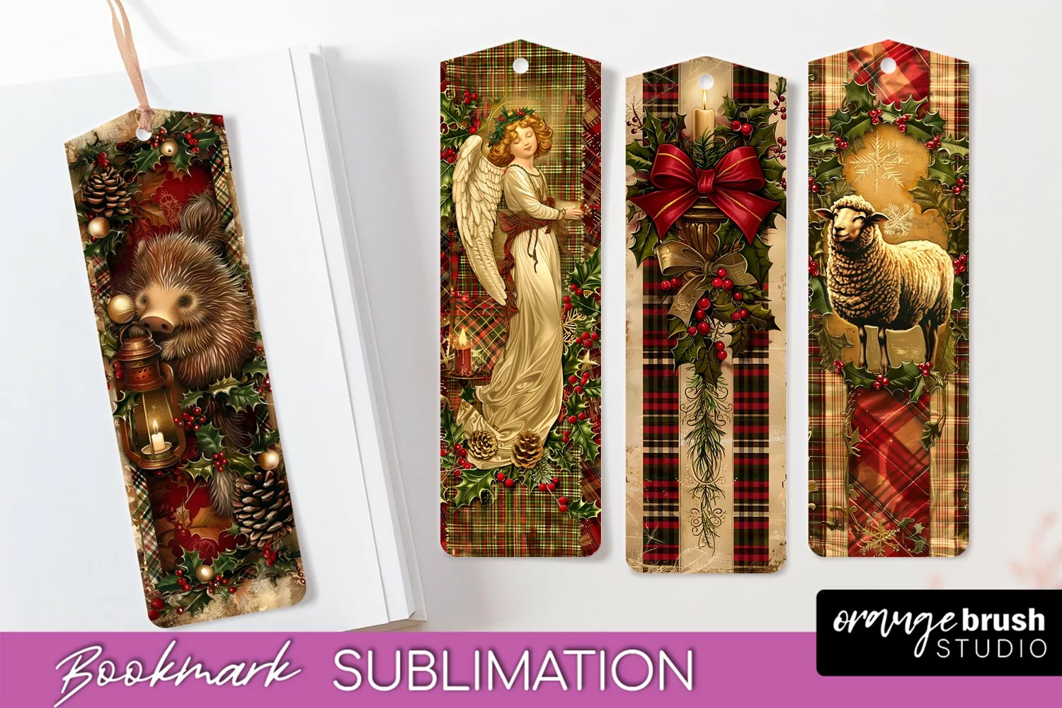 Vintage Christmas Bookmark - Retro Christmas Bookmarks PNG product image 1