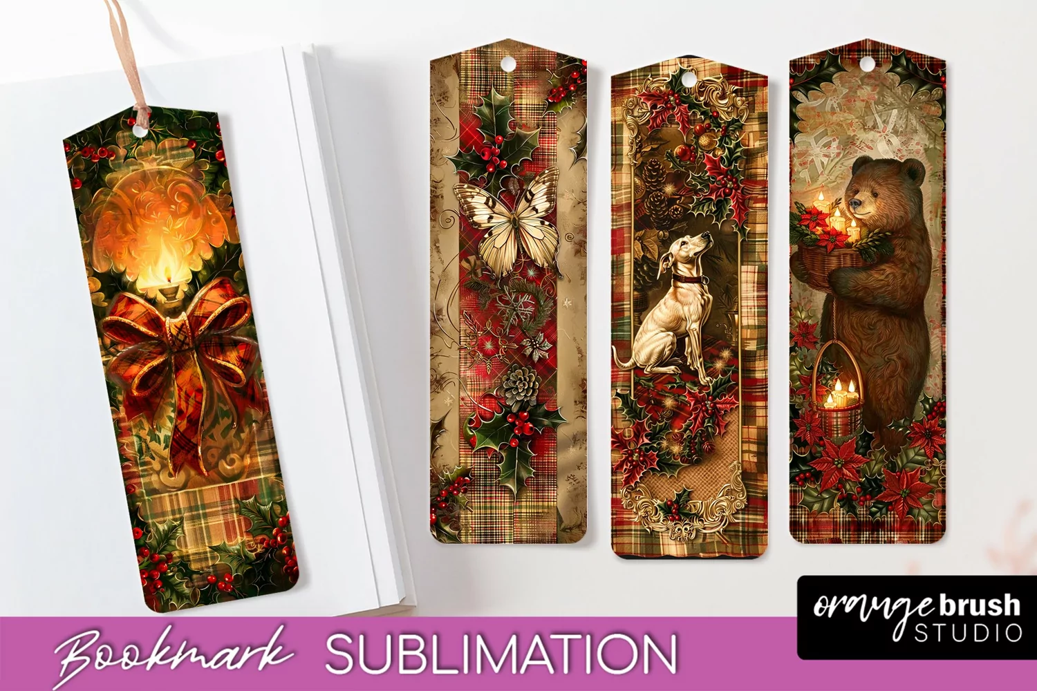 Vintage Christmas Bookmark - Retro Christmas Bookmarks PNG product image 1