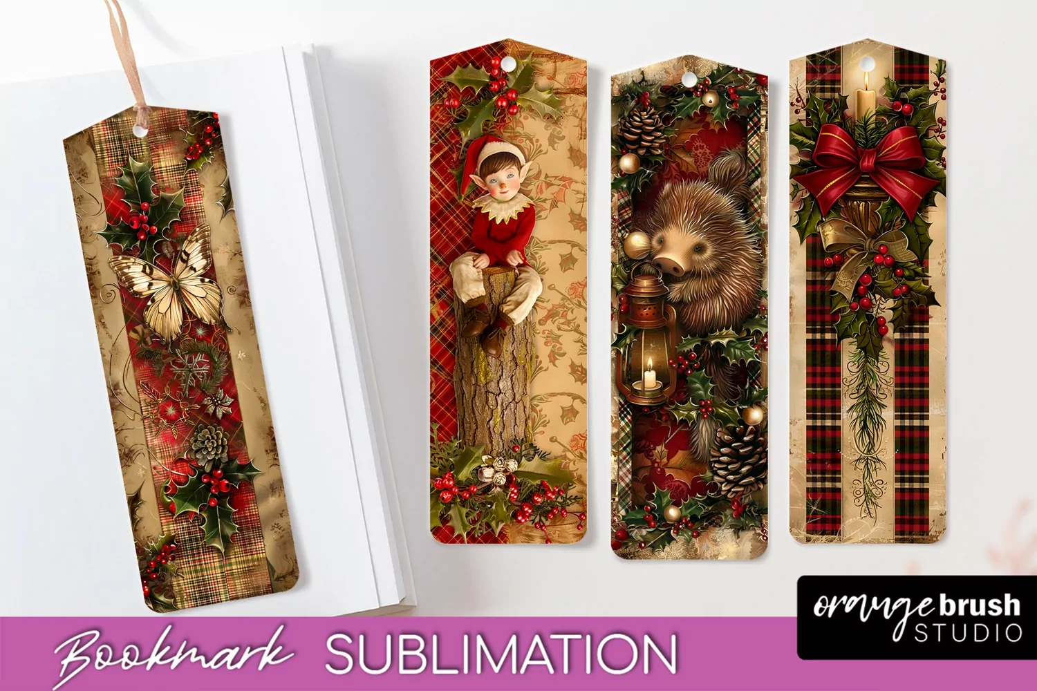 Vintage Christmas Bookmark - Retro Christmas Bookmarks PNG product image 1