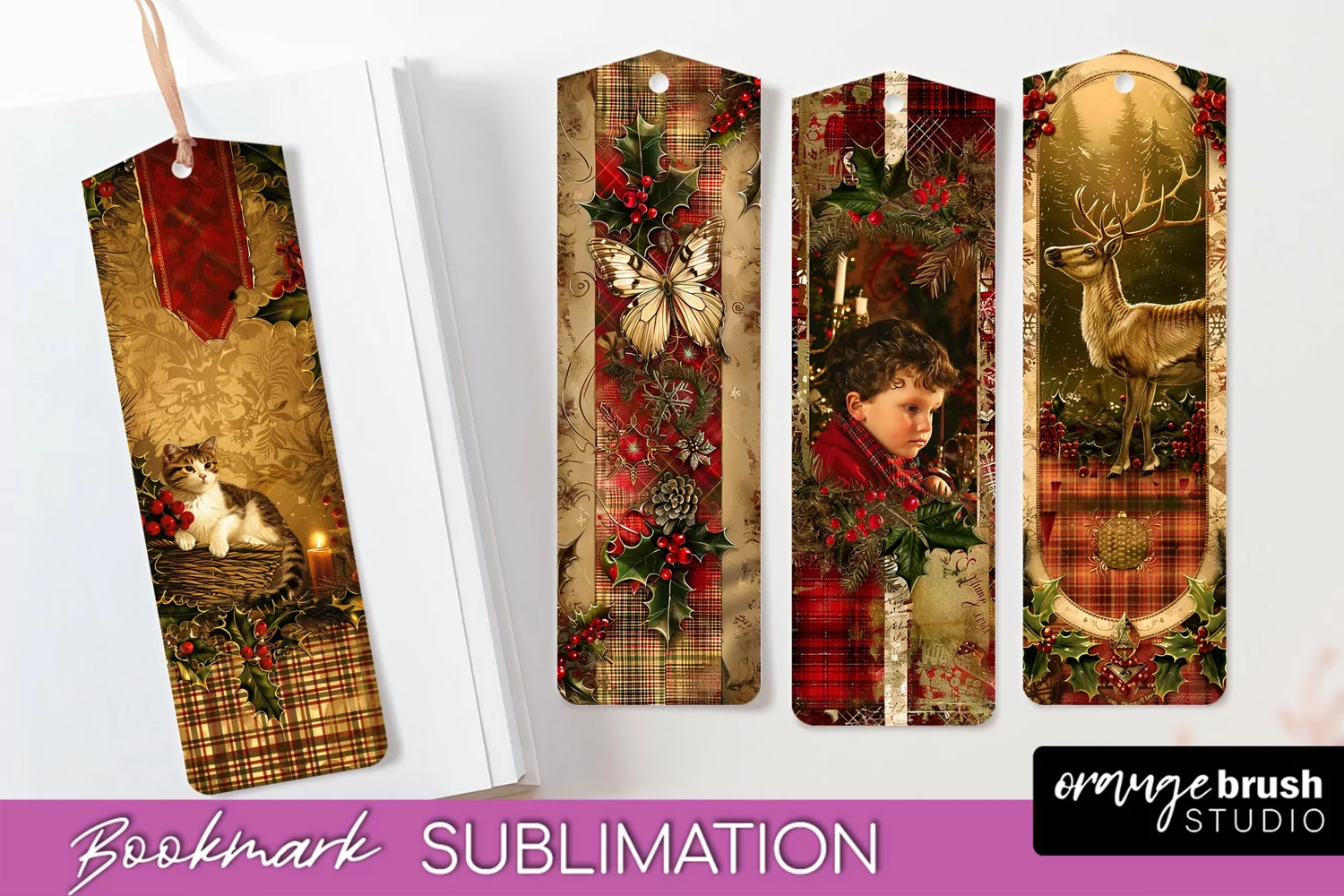 Vintage Christmas Bookmark - Retro Christmas Bookmarks PNG product image 1
