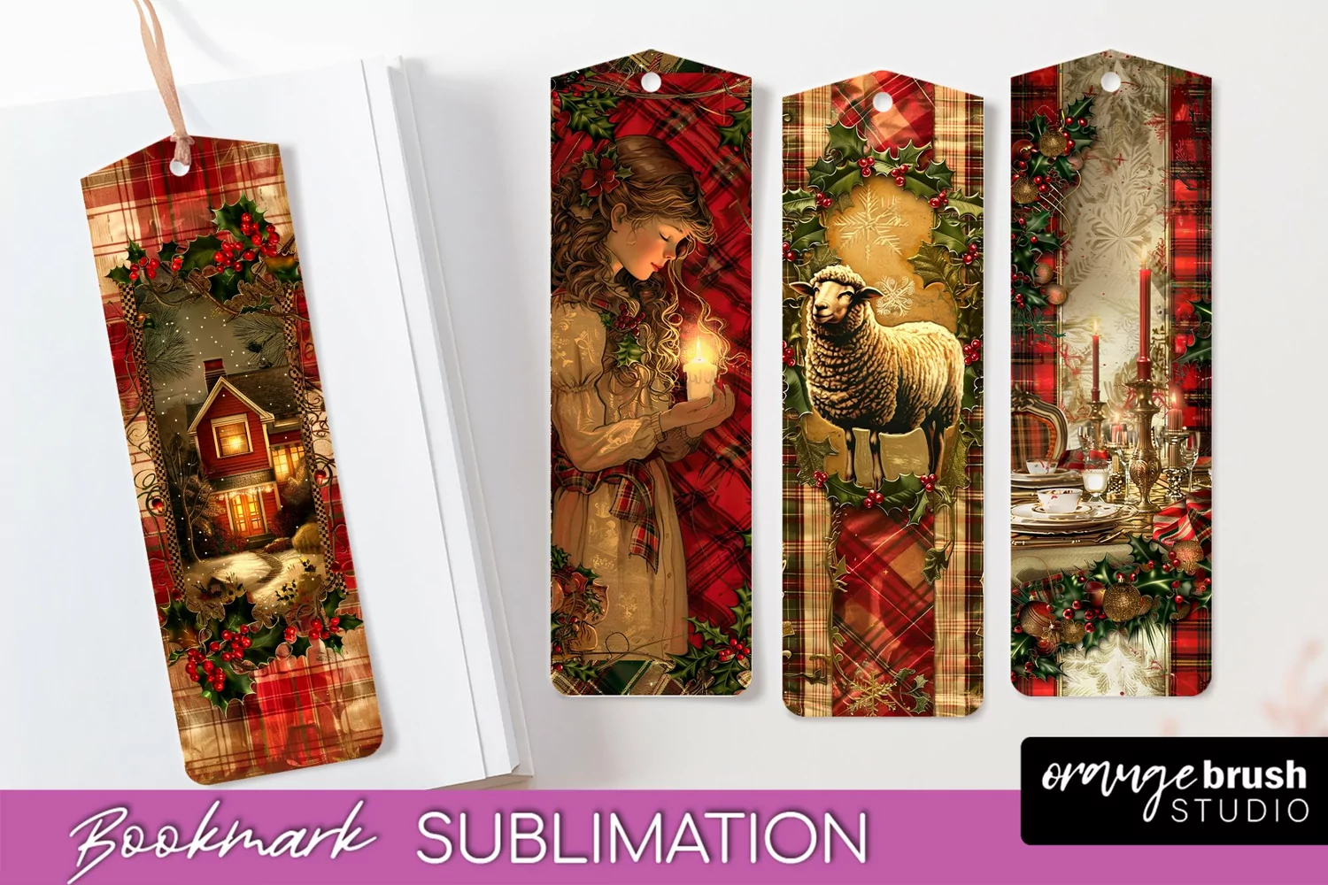 Vintage Christmas Bookmark - Retro Christmas Bookmarks PNG product image 1