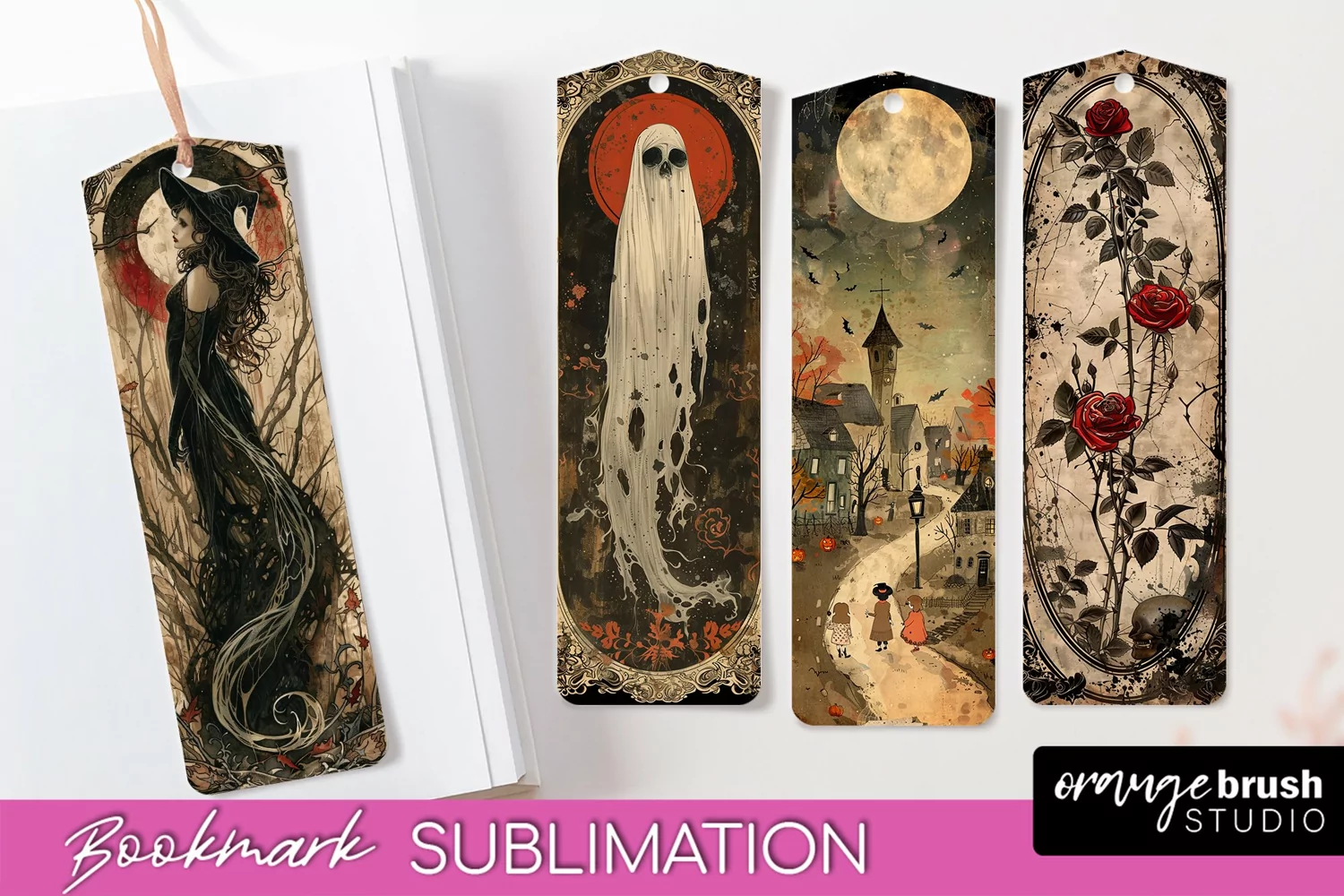 Vintage Halloween Bookmark - Printable Scrapbook Bookmarks product image 1