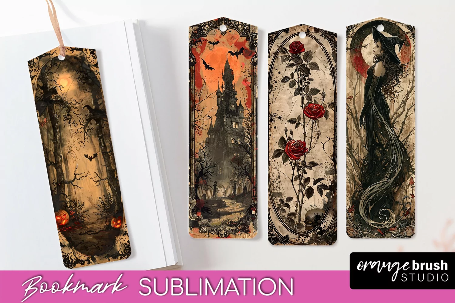 Vintage Halloween Bookmark - Printable Scrapbook Bookmarks product image 1