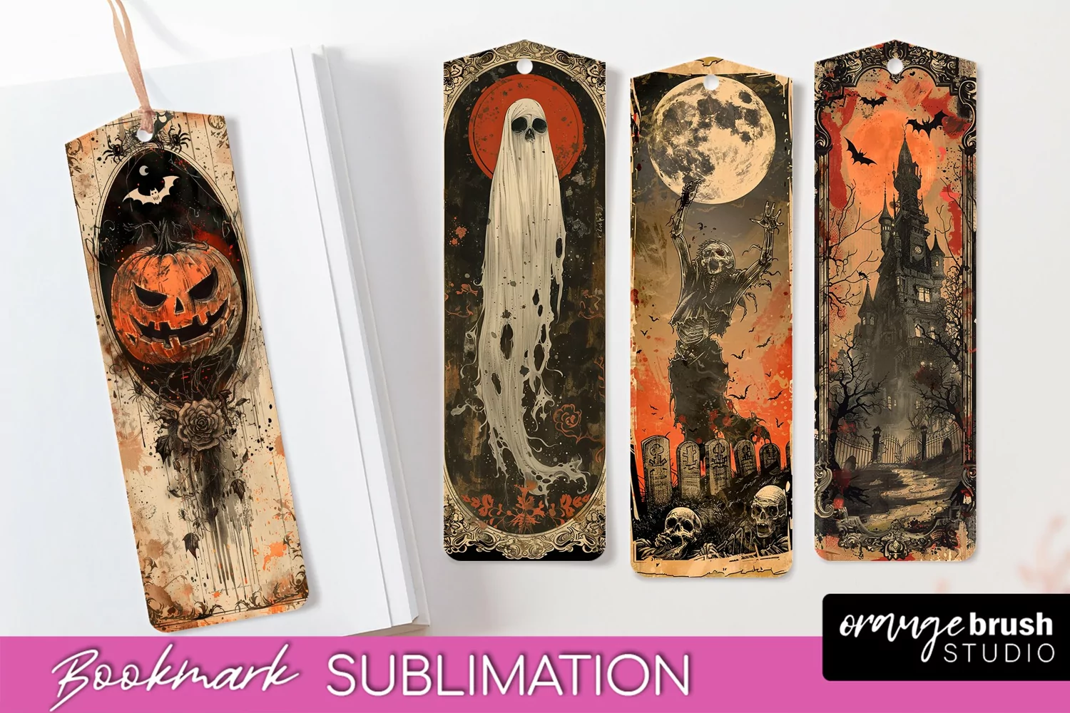 Vintage Halloween Bookmark - Printable Scrapbook Bookmarks product image 1