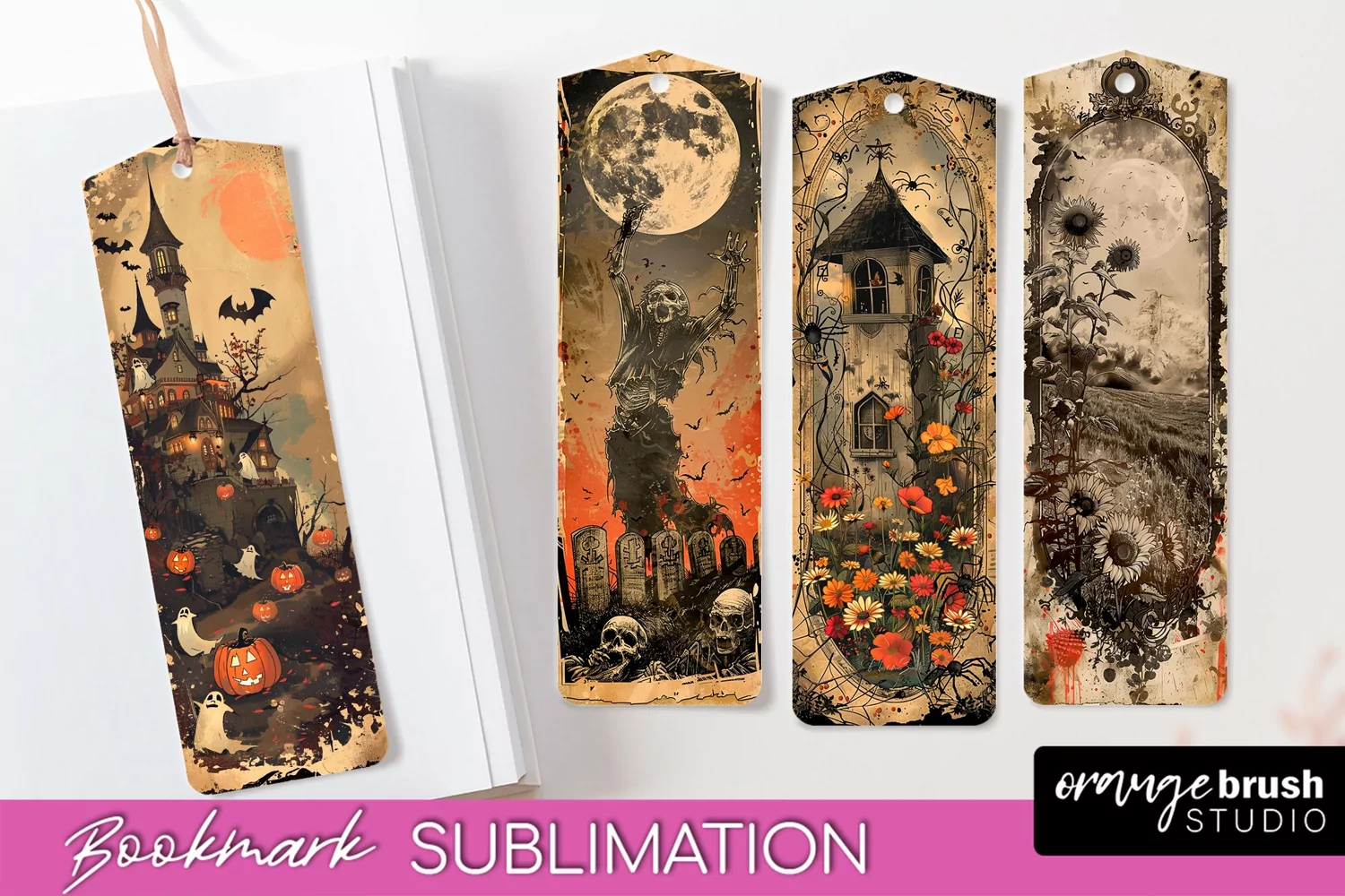 Vintage Halloween Bookmark - Printable Scrapbook Bookmarks product image 1