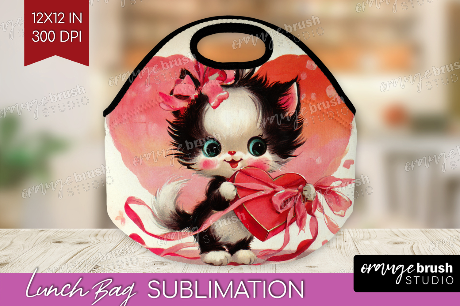 Vintage Valentines Day Lunch Bag - Retro Animal Lunch Bug product image 1