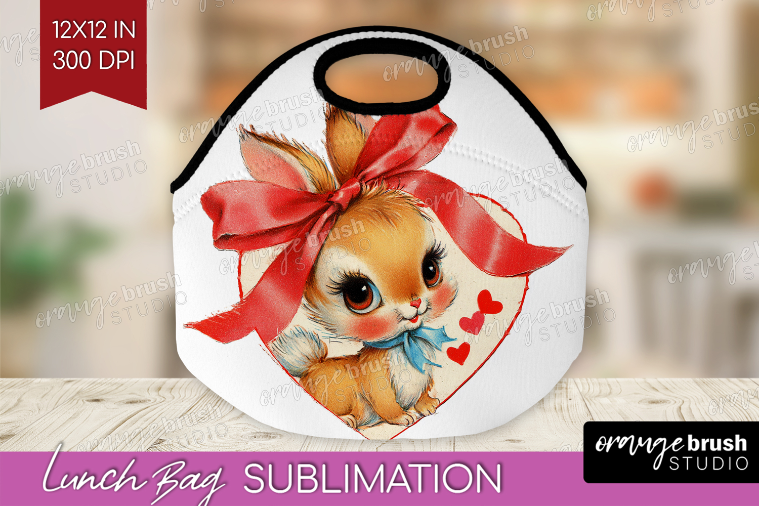 Vintage Valentines Day Lunch Bag - Retro Animal Lunch Bug product image 1