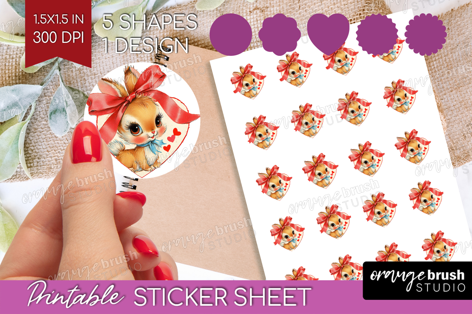 Vintage Valentines Day Round Sticker - Retro Animal Sticker product image 1