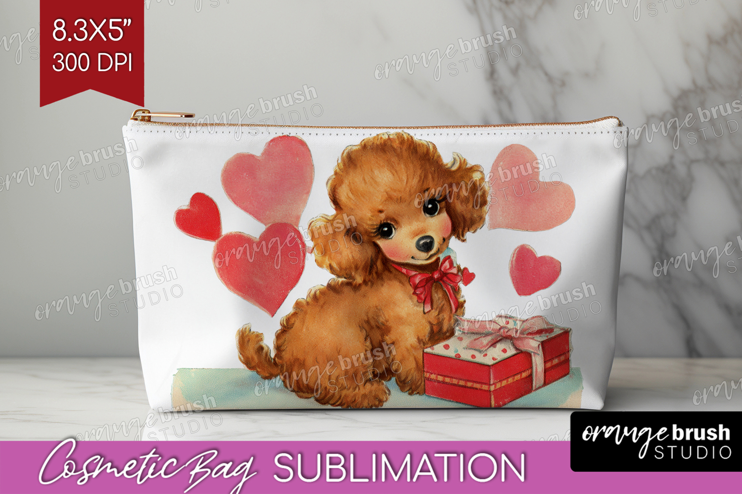 Vintage Valentines Day Cosmetic Bag - Retro Animal Makeup product image 1