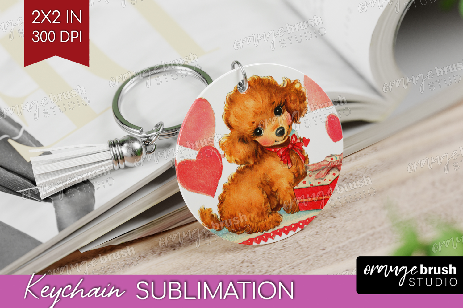 Vintage Valentines Day Keychain PNG - Retro Animal Keychain product image 1