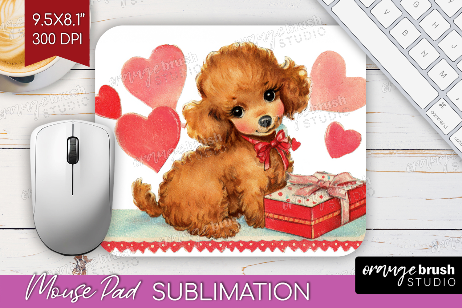 Vintage Valentines Day Mouse Pad Sublimation - Retro Animal product image 1