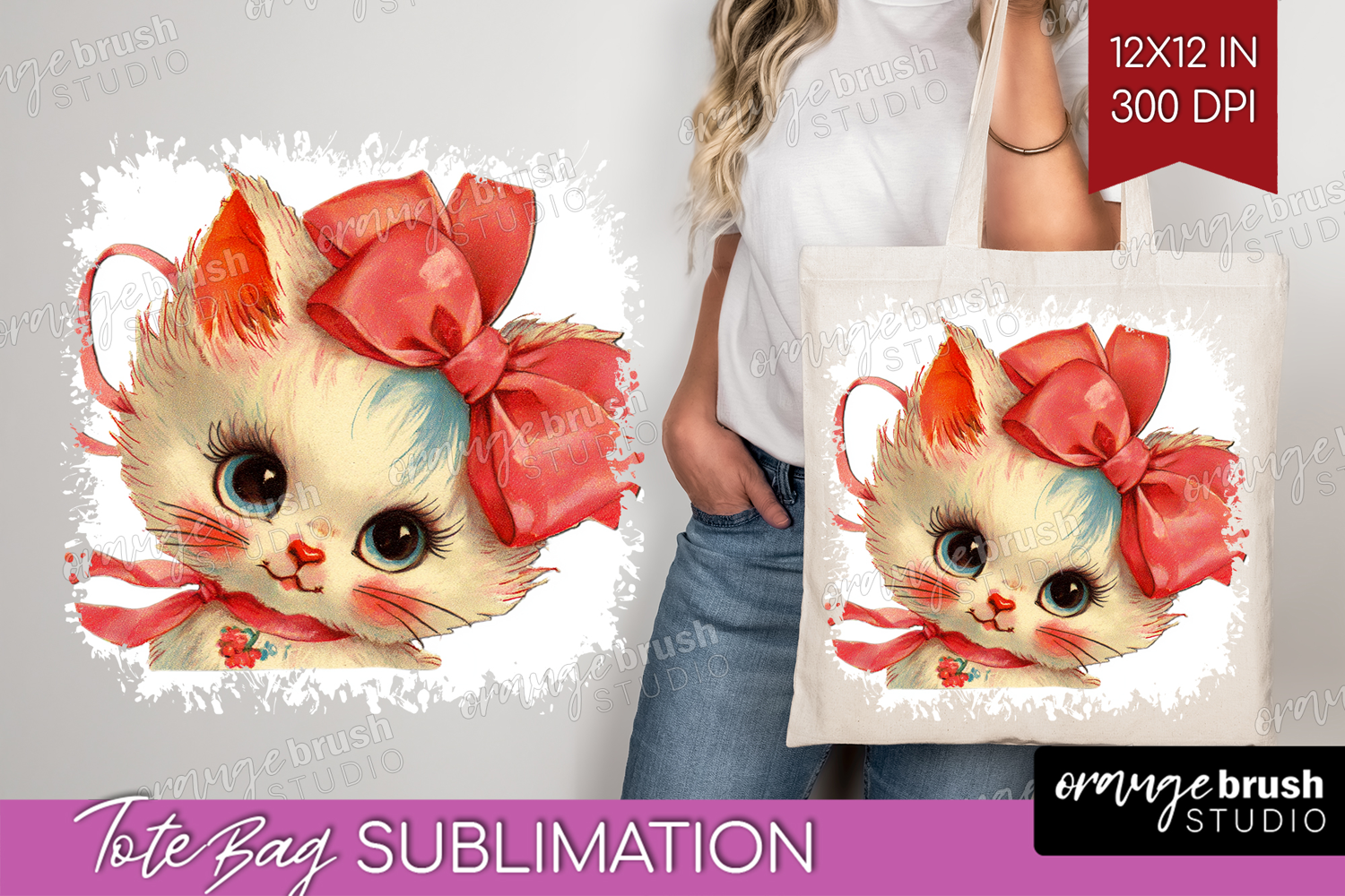 Vintage Valentines Day Tote Bag - Retro Animal Tote Bag PNG product image 1