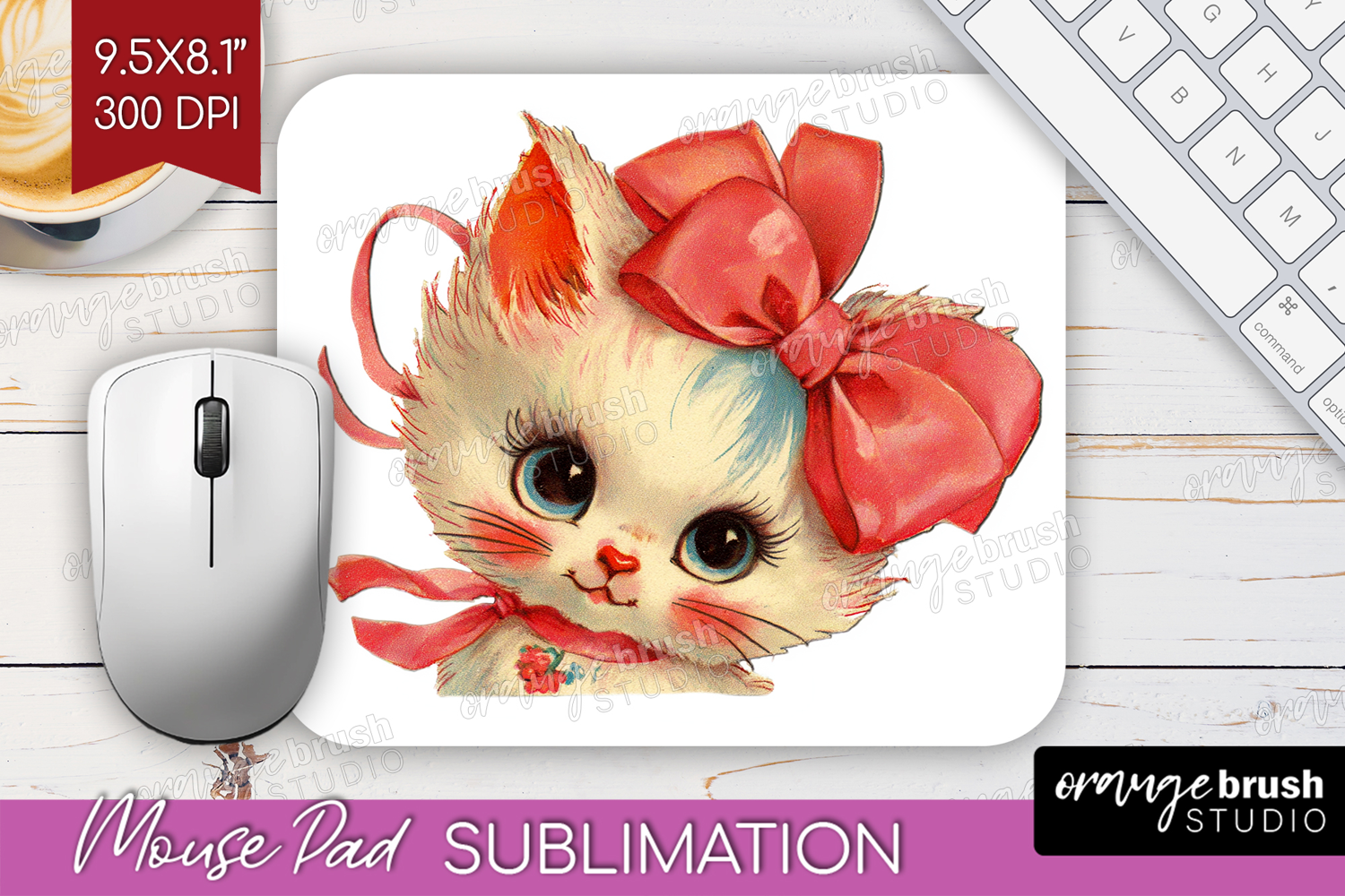 Vintage Valentines Day Mouse Pad Sublimation - Retro Animal product image 1