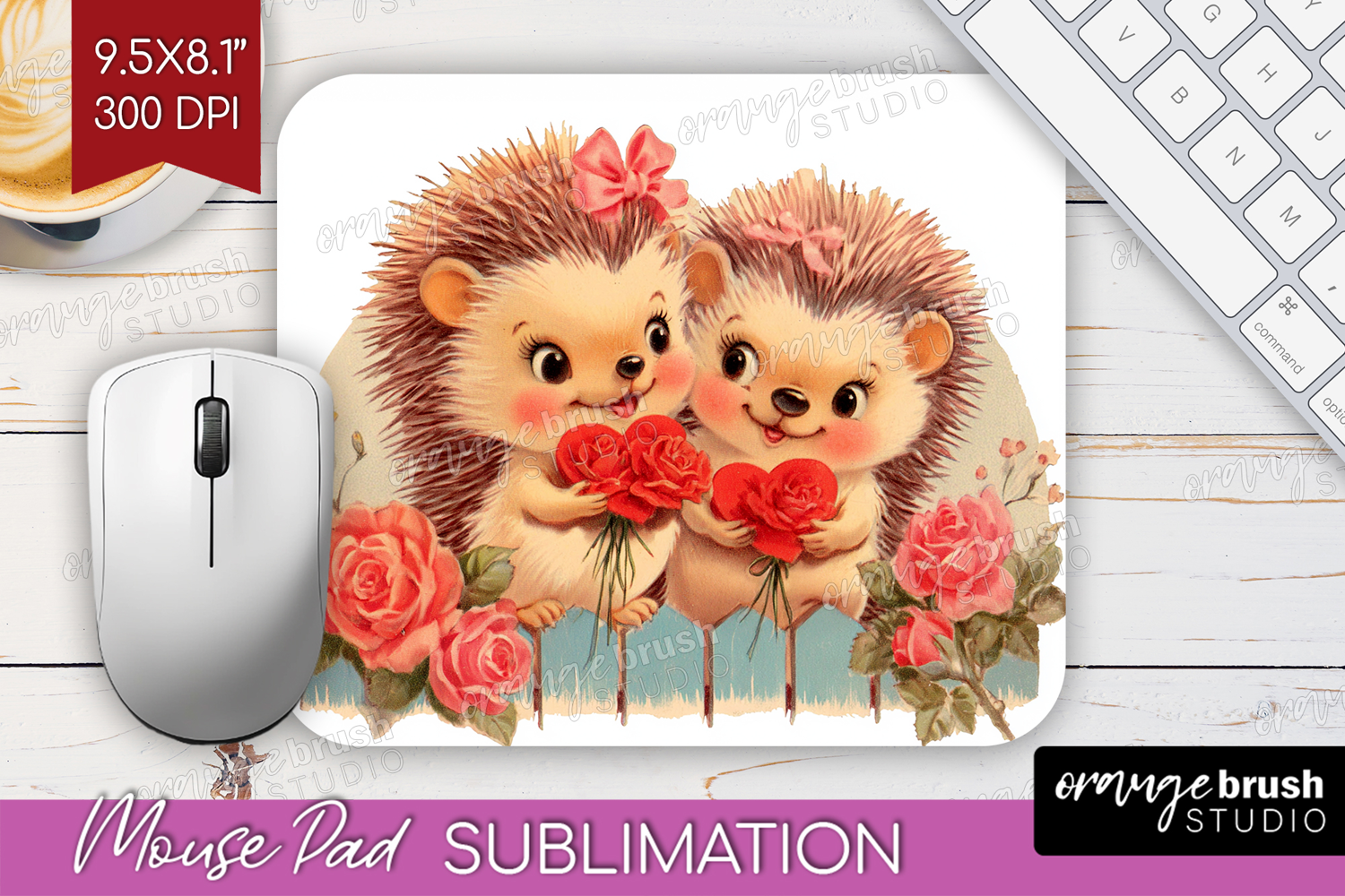 Vintage Valentines Day Mouse Pad Sublimation - Retro Animal product image 1