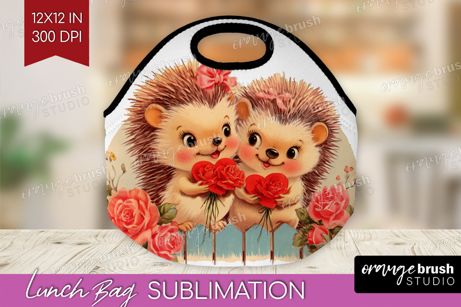 Vintage Valentines Day Lunch Bag - Retro Animal Lunch Bug product image 1
