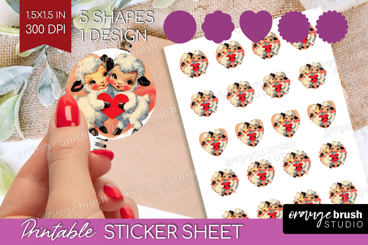 Vintage Valentines Day Round Sticker - Retro Animal Sticker product image 1
