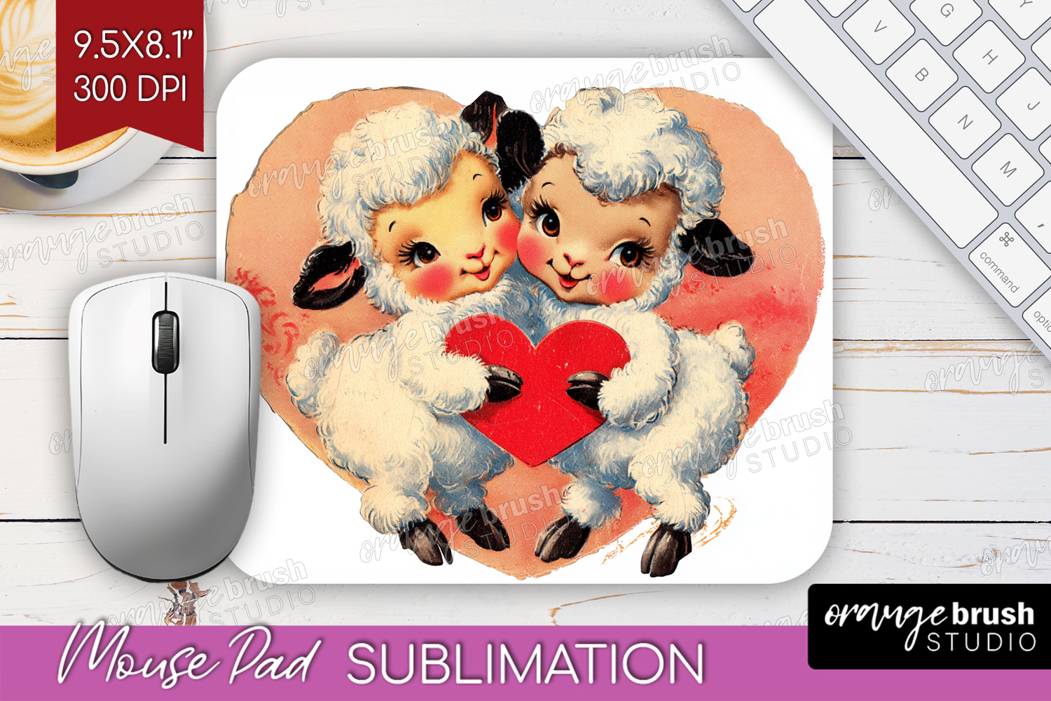 Vintage Valentines Day Mouse Pad Sublimation - Retro Animal product image 1