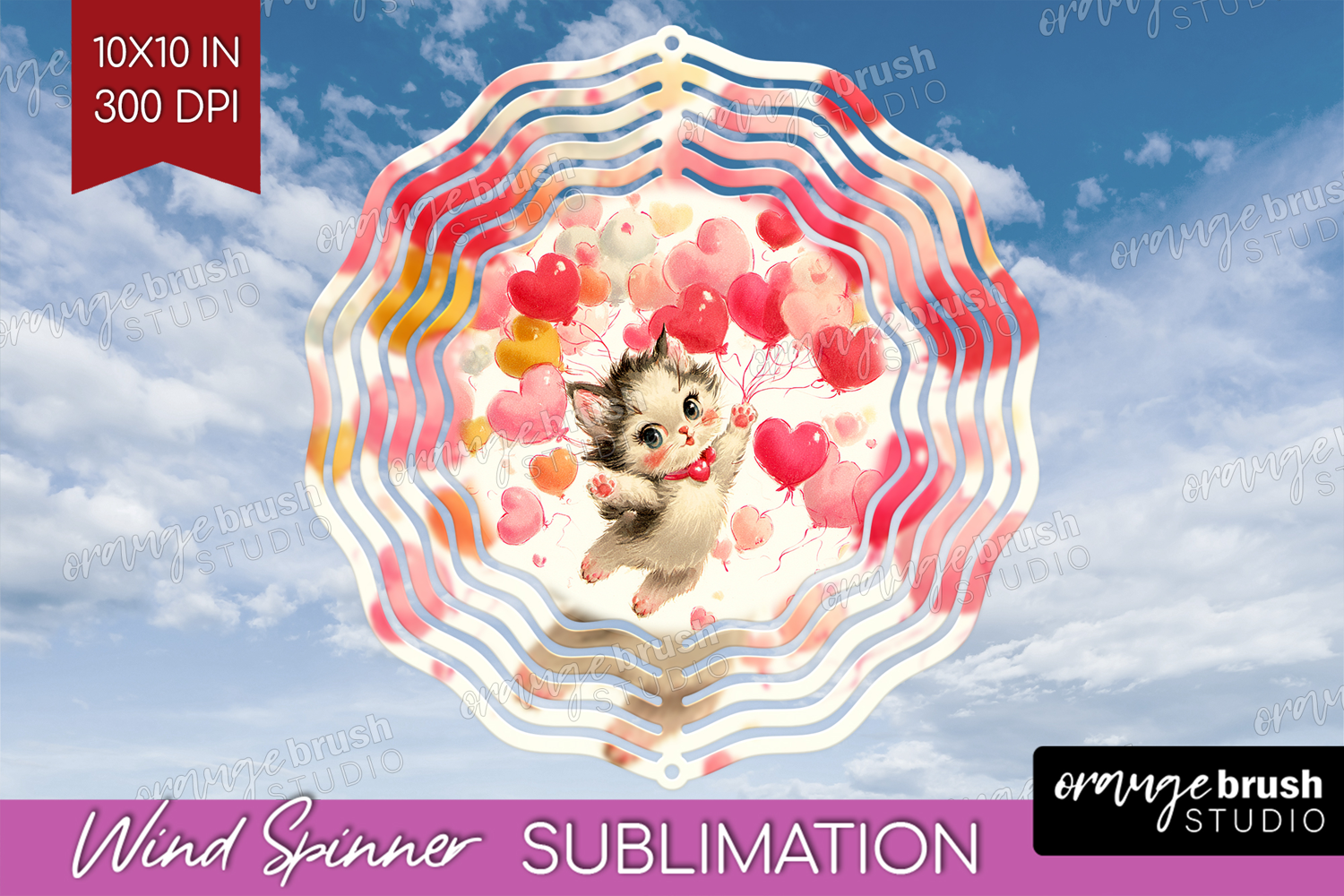 Vintage Valentines Day Wind Spinner Sublimation PNG - Retro product image 1