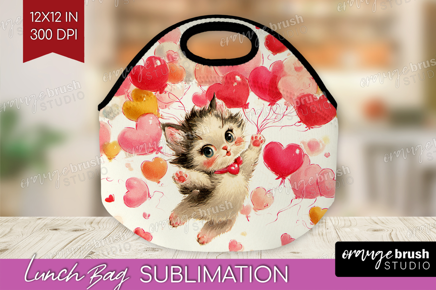Vintage Valentines Day Lunch Bag - Retro Animal Lunch Bug product image 1