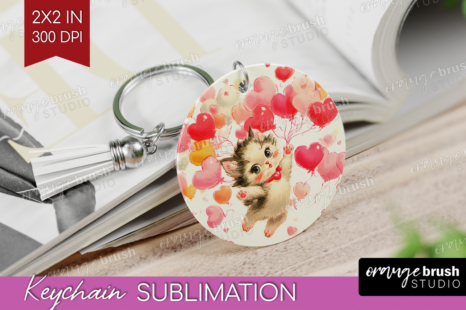 Vintage Valentines Day Keychain PNG - Retro Animal Keychain product image 1