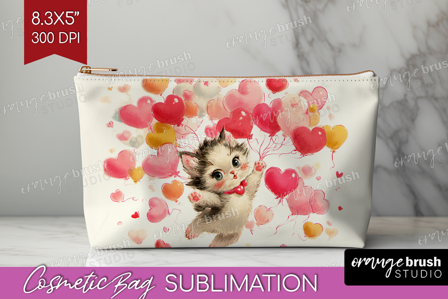 Vintage Valentines Day Cosmetic Bag - Retro Animal Makeup product image 1